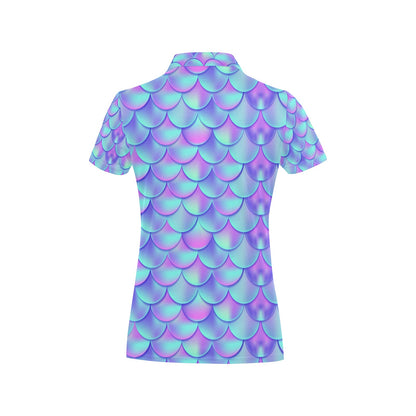 Mermaid Tail Design Print Pattern Women's Polo Shirt