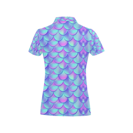 Mermaid Tail Design Print Pattern Women's Polo Shirt