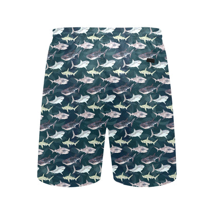 Shark Pattern Print Men's Swim Trunks Beach Shorts