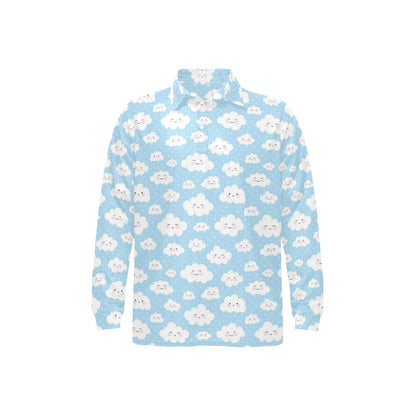 Cloud Pattern Print Design 02 Long Sleeve Polo Shirt For Men's