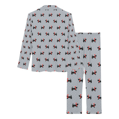 Scottish Christmas Themed Terriers Print Design LKS3018 Women's Long Pajama Set