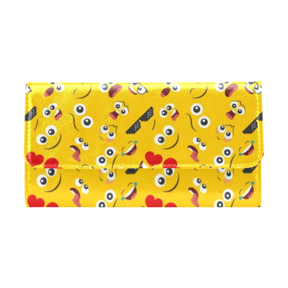 Emoji Face Print Pattern Women's Trifold Wallet