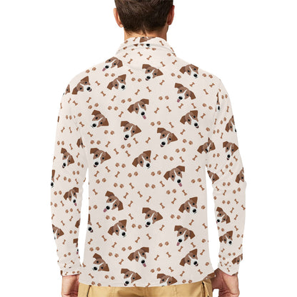 Russell Terriers Paw Print Design LKS303 Long Sleeve Polo Shirt For Men's
