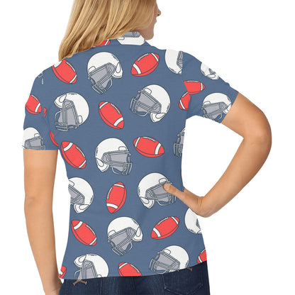 American Football Helmet Design Pattern Women's Polo Shirt