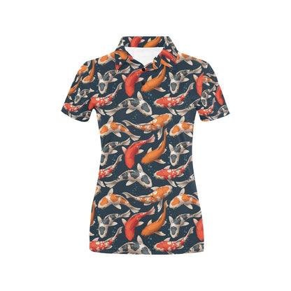 Koi Carp Cute Design Themed Print Women's Polo Shirt