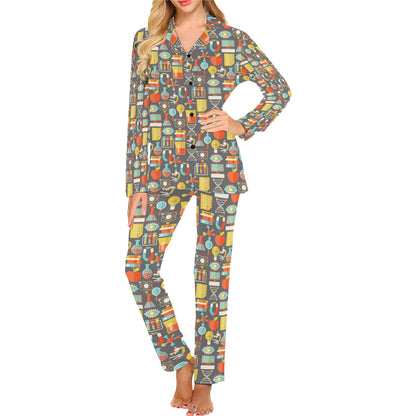 Science Print Design LKS302 Women's Long Pajama Set