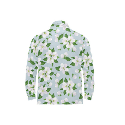 Apple blossom Pattern Print Design AB04 Long Sleeve Polo Shirt For Men's