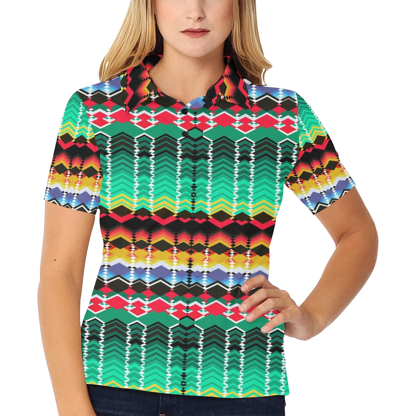 Serape Print Design LKS307 Women's Polo Shirt