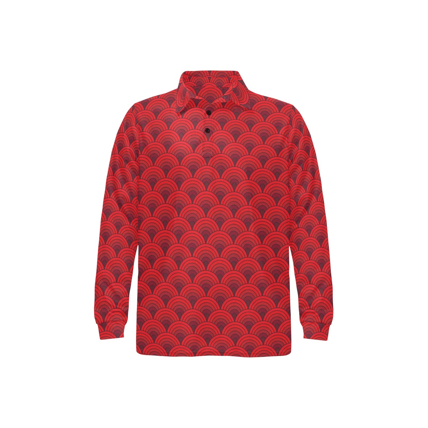 Scales Print Design LKS403 Long Sleeve Polo Shirt For Men's