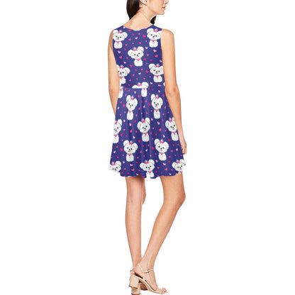 Maltese Pattern Print Design 02 Sleeveless Dress