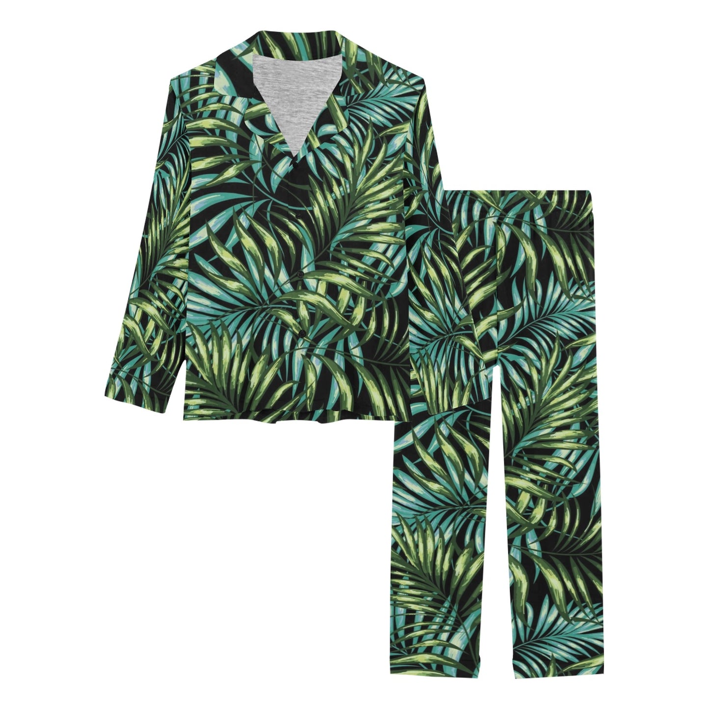 Tropical Flower Pattern Print Design TF08 Women's Long Pajama Set