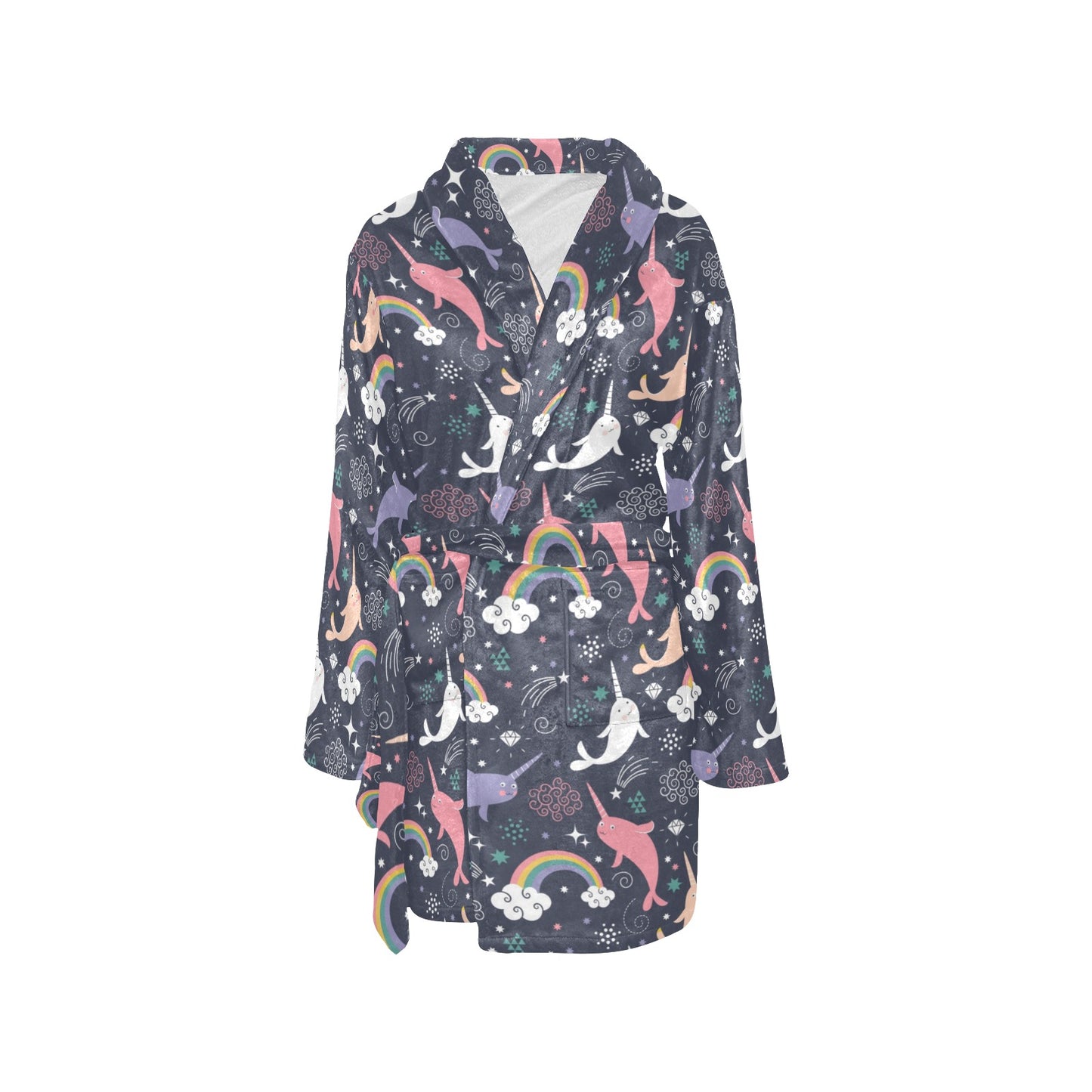 Narwhal Pattern Print Design 01 Women's Fleece Robe