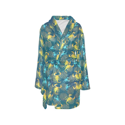 Scorpion Pattern Print Design 02 Women's Fleece Robe