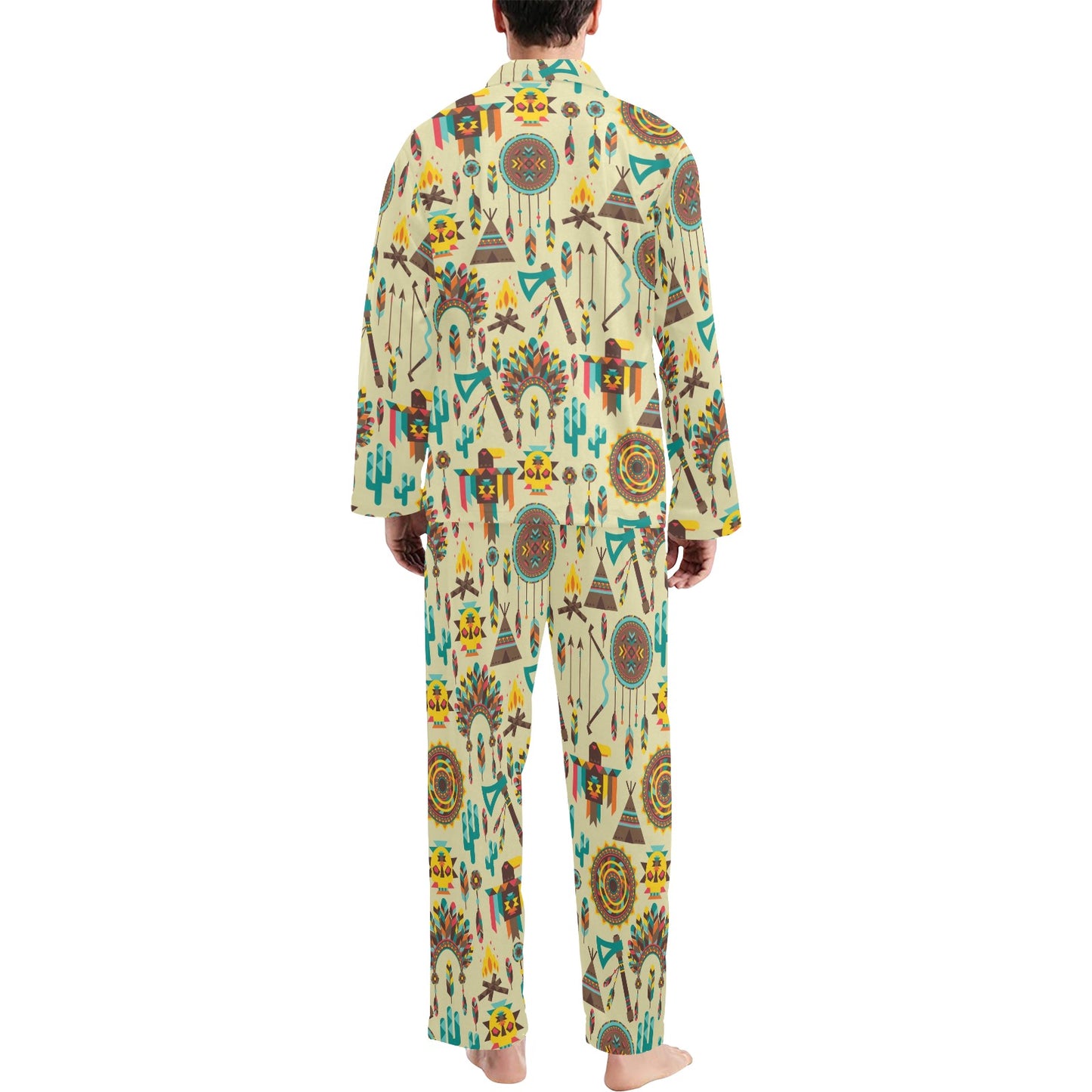 Tribal indians native american aztec Men's Long Pajama Set