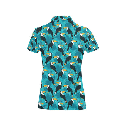 Toucan Parrot Pattern Print Women's Polo Shirt