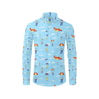 Skydiver Print Design LKS304 Men's Long Sleeve Dress Shirt
