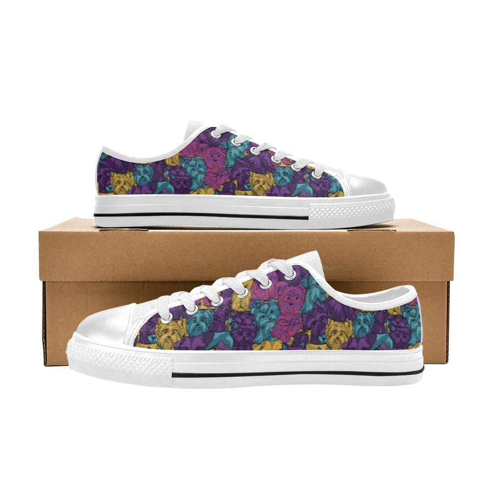 Yorkshire Terriers Print Design LKS3010 Women's White Low Top Shoes