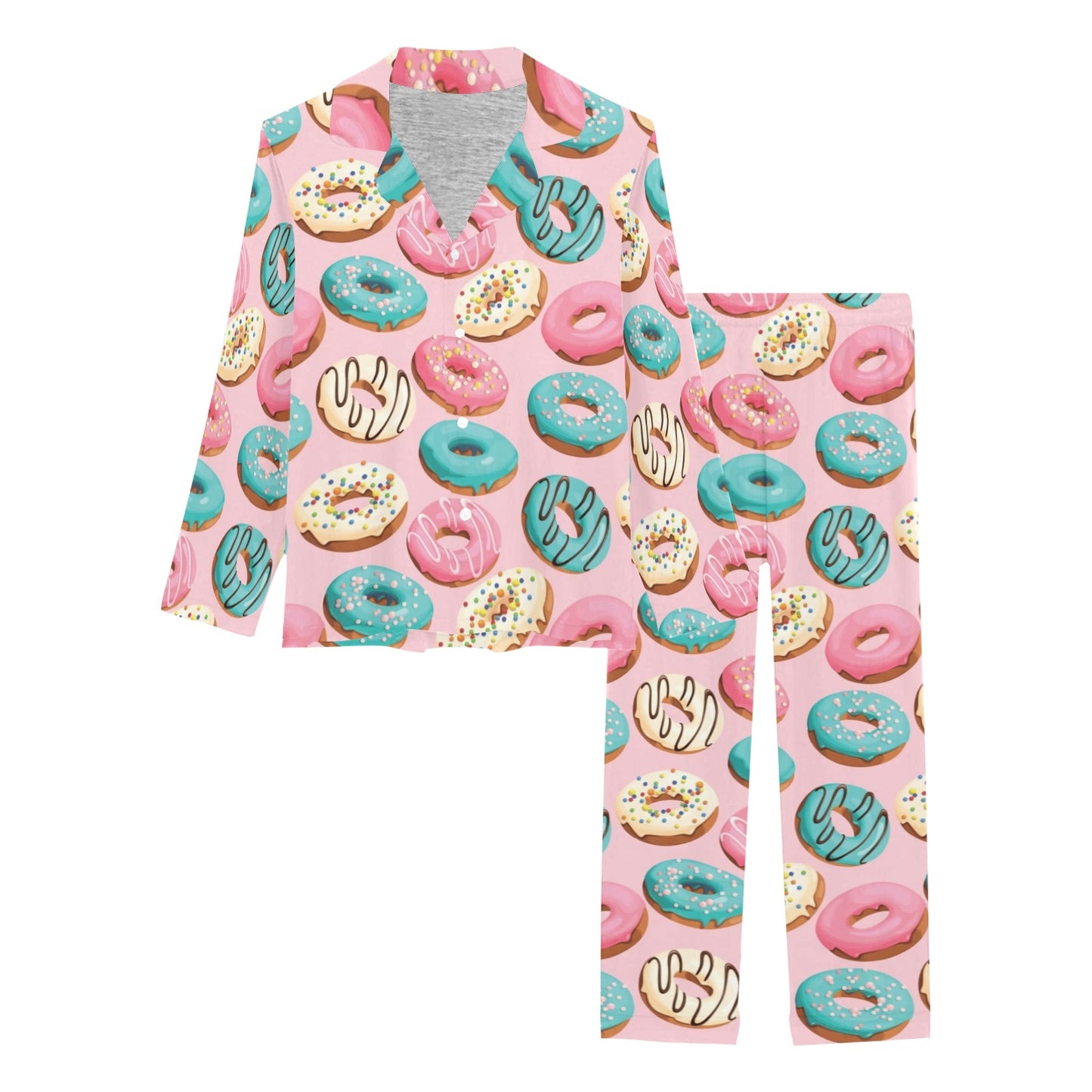 Donut Pattern Print Design DN06 Women's Long Pajama Set