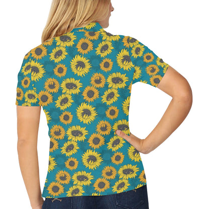 Sunflower Print Design LKS301 Women's Polo Shirt