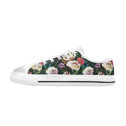 Summer Floral Print Design LKS303 Women's White Low Top Shoes