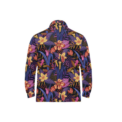 Lily Pattern Print Design LY016 Long Sleeve Polo Shirt For Men's