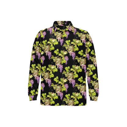 Grape Pattern Print Design GP04 Long Sleeve Polo Shirt For Men's