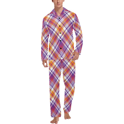 Madras Pattern Print Design 02 Men's Long Pajama Set