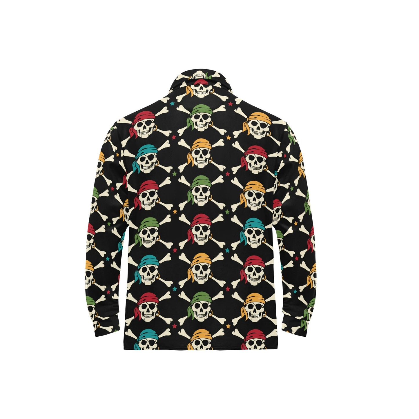 Pirate Pattern Print Design A01 Long Sleeve Polo Shirt For Men's