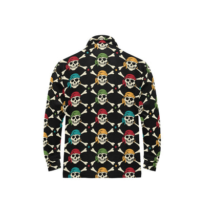 Pirate Pattern Print Design A01 Long Sleeve Polo Shirt For Men's