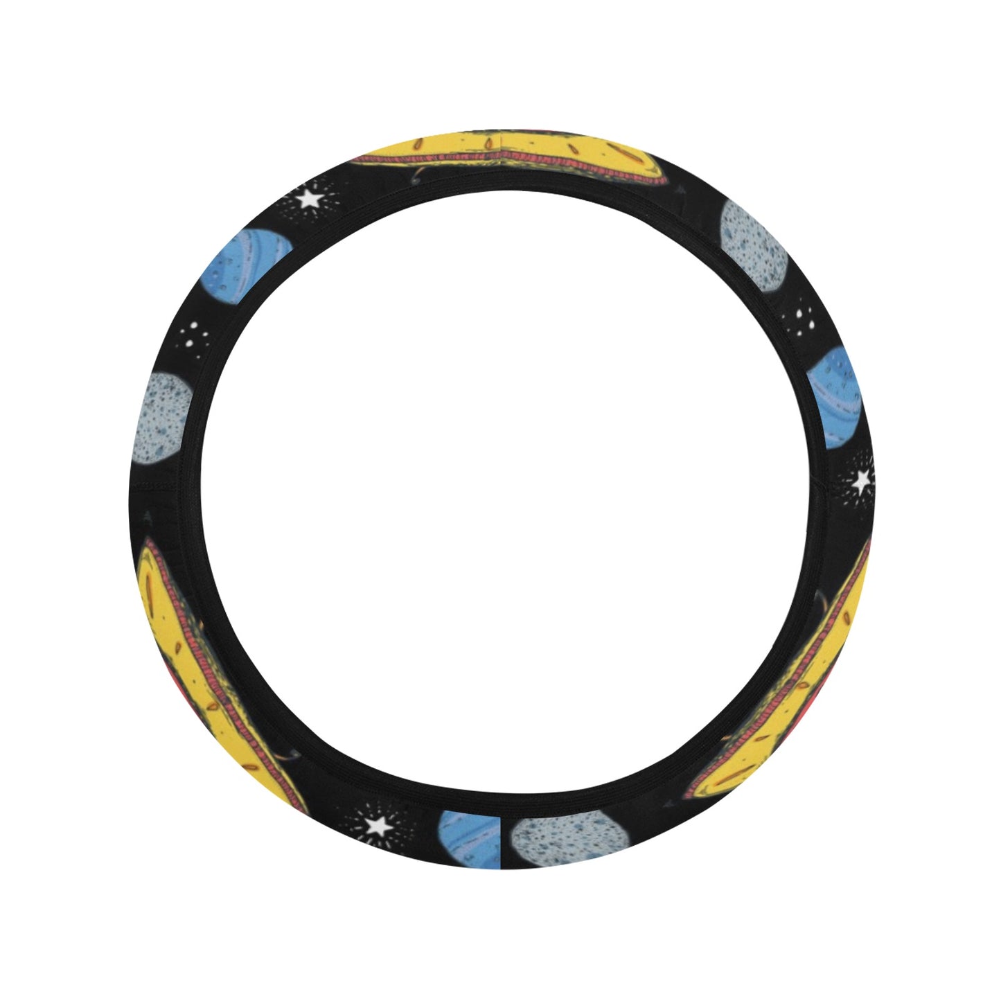 UFO Alien Print Design LKS306 Steering Wheel Cover with Elastic Edge