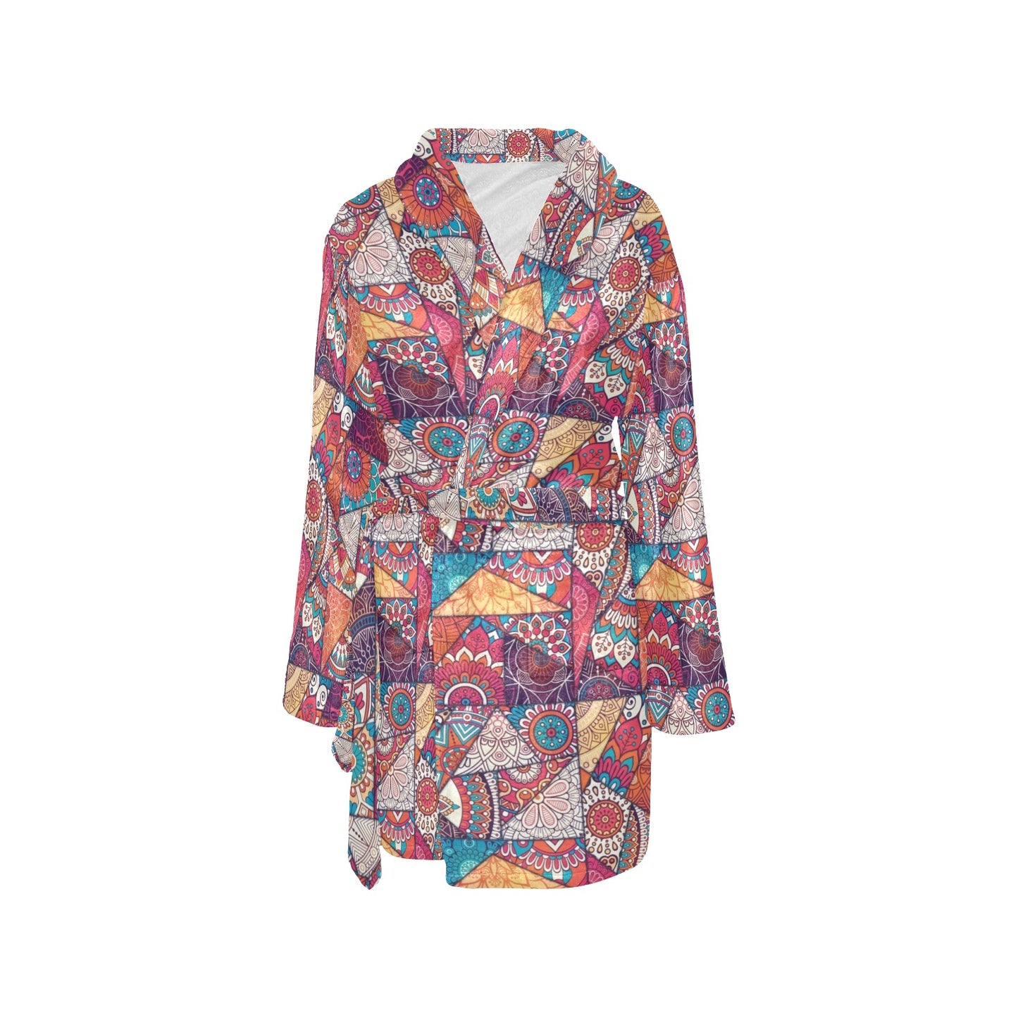 Patchwork Print Design LKS401 Women's Fleece Robe
