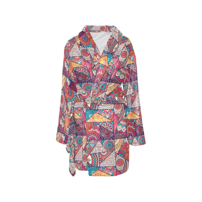 Patchwork Print Design LKS401 Women's Fleece Robe