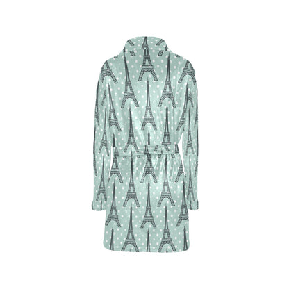 Eiffel Tower Polka Dot Print Women's Fleece Robe