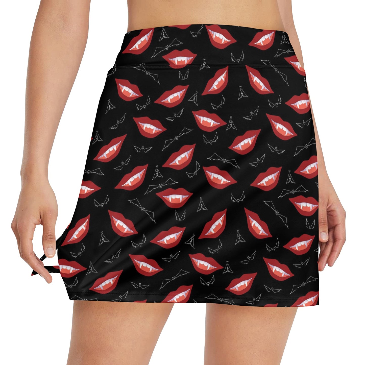Vampire Lips Print Design LKS301 17" Golf & Pickleball Skort with Pockets