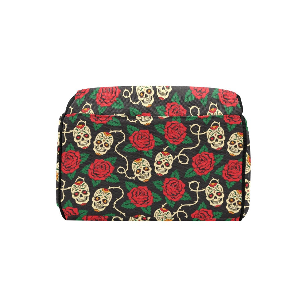 Sugar Skull Red Rose Print Design LKS301 Diaper Bag Backpack