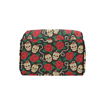 Sugar Skull Red Rose Print Design LKS301 Diaper Bag Backpack