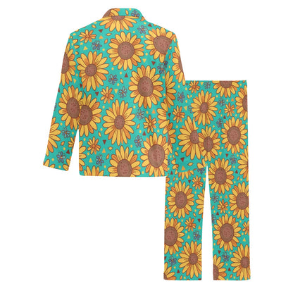 Sunflower Pattern Print Design SF013 Men's Long Pajama Set
