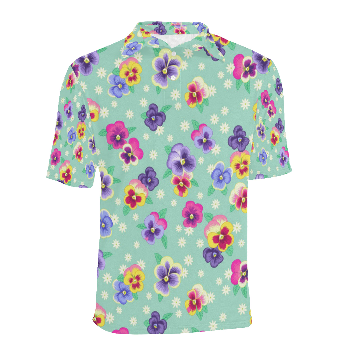 Pansy Pattern Print Design PS08 Men Polo Shirt