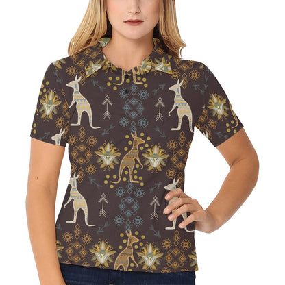 Kangaroos Pattern Print Design 03 Women's Polo Shirt