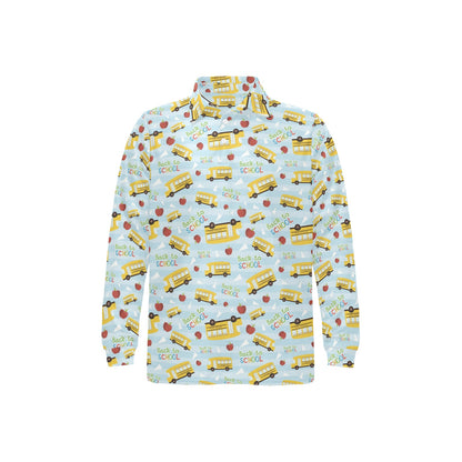 School Bus Back To School Print Design LKS303 Long Sleeve Polo Shirt For Men's