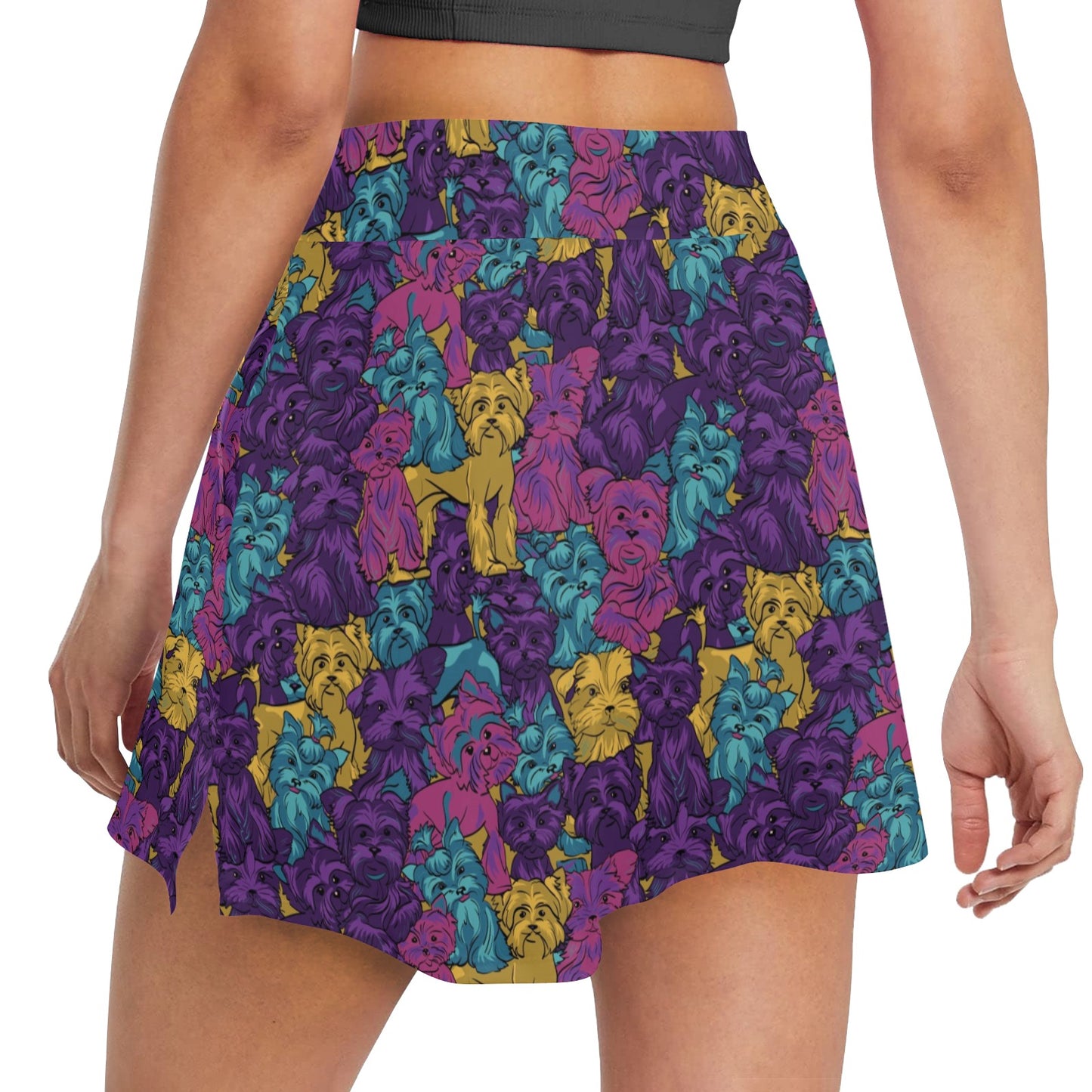 Yorkshire Terriers Print Design LKS3010 17" Golf & Pickleball Skort with Pockets
