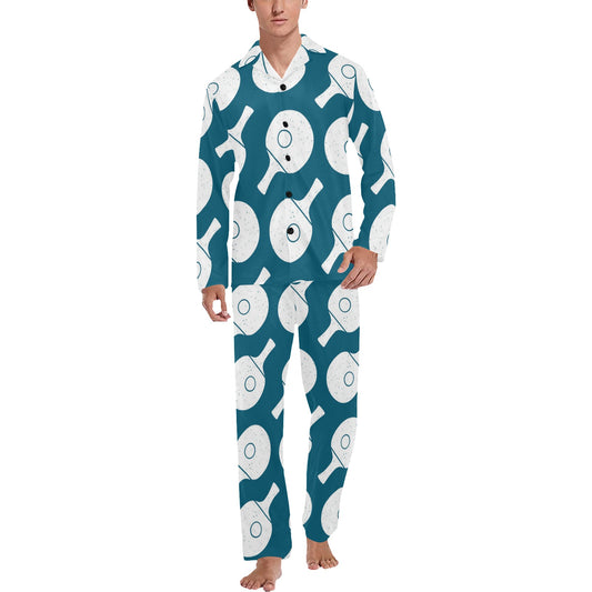 Ping Pong Pattern Print Design A02 Men's Long Pajama Set