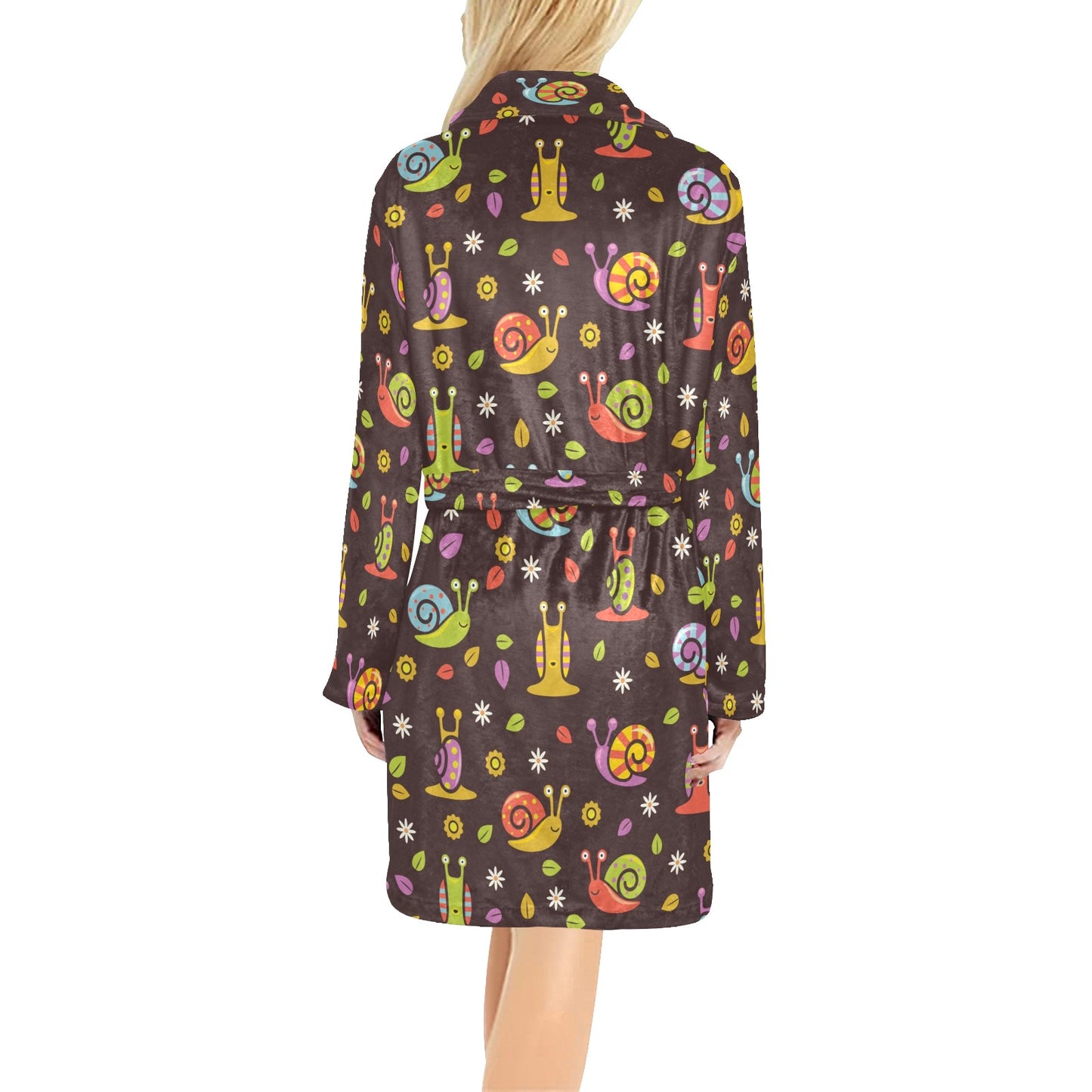 Snail Pattern Print Design 01 Women's Fleece Robe