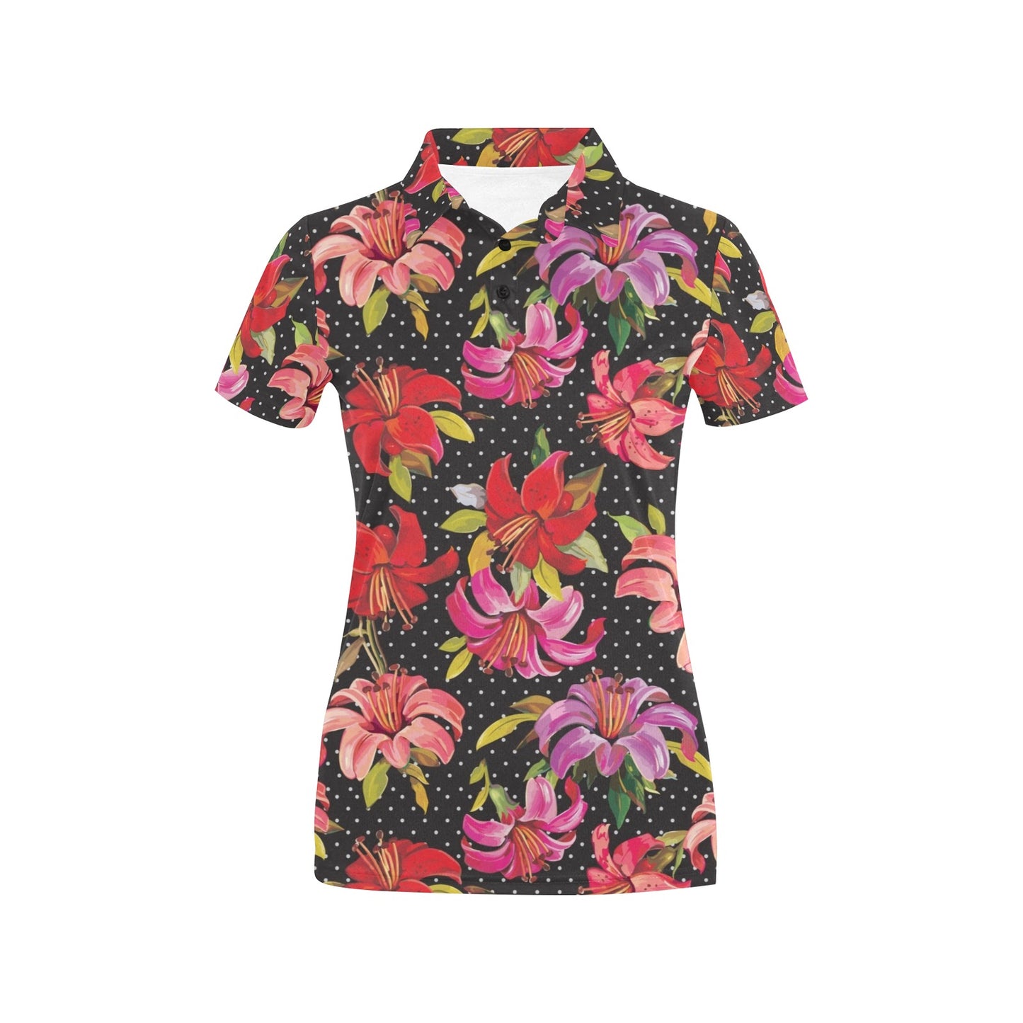 Lily Pattern Print Design LY012 Women's Polo Shirt