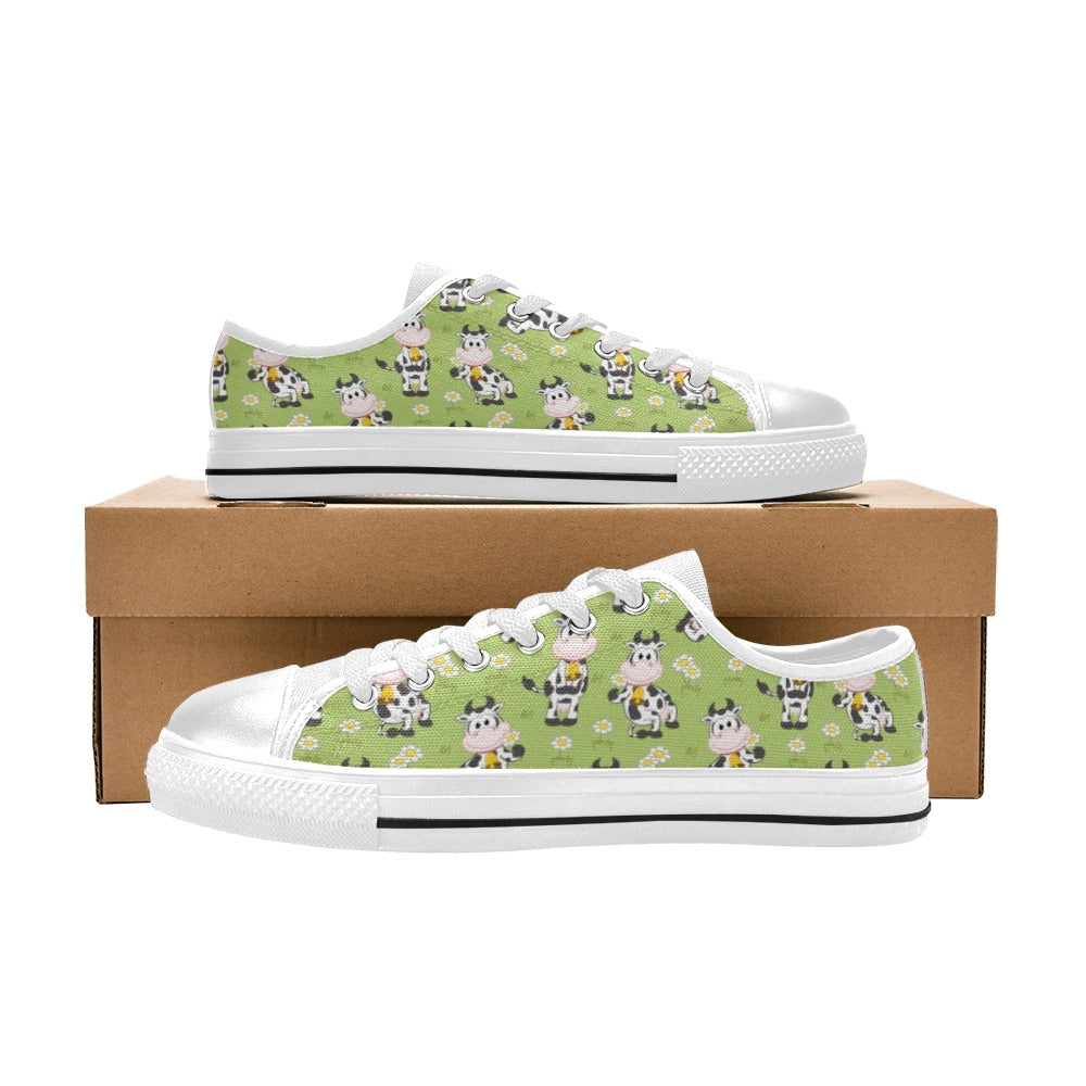 Cattle Print Design LKS401 Women's White Low Top Shoes