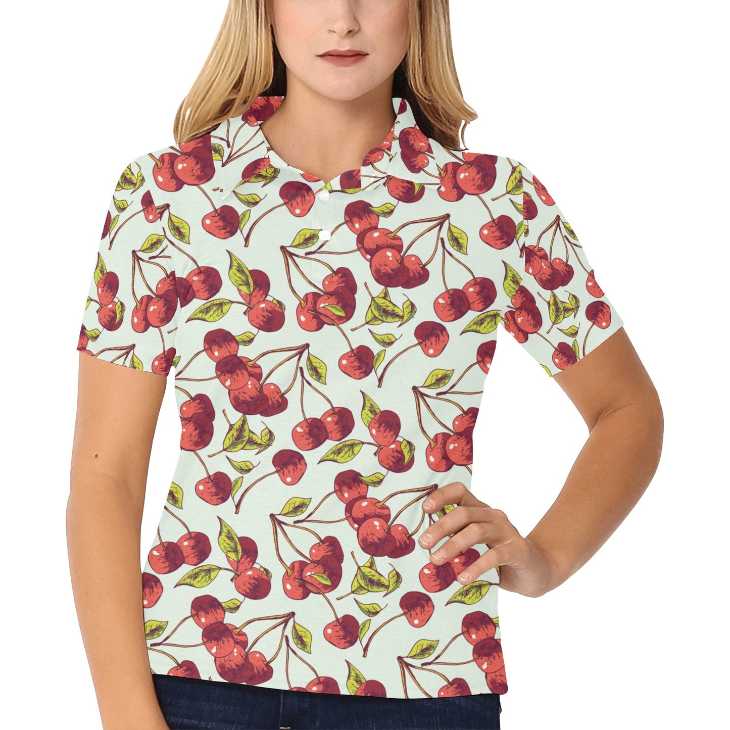 Cherry Hand Draw Women's Polo Shirt
