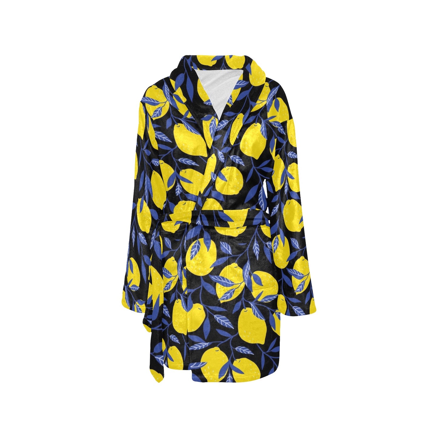 Lemon Pattern Print Design LM01 Women's Fleece Robe