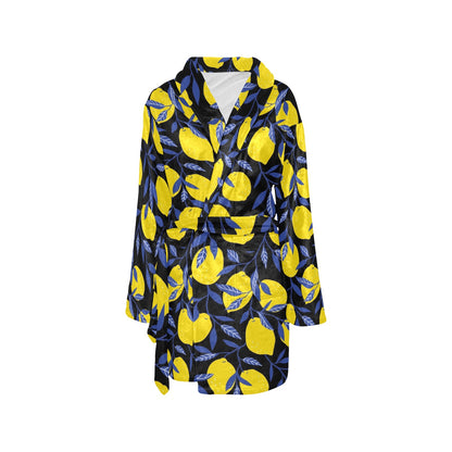 Lemon Pattern Print Design LM01 Women's Fleece Robe