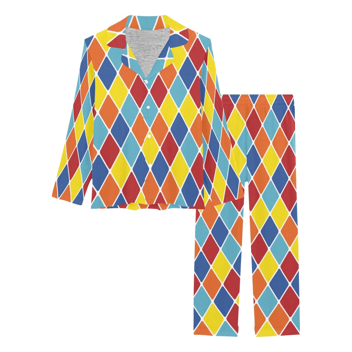 Harlequin Pattern Print Design 01 Women's Long Pajama Set
