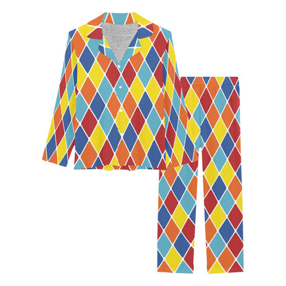 Harlequin Pattern Print Design 01 Women's Long Pajama Set
